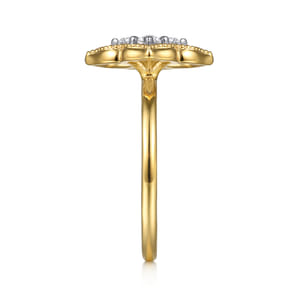 14K White  Yellow Gold Diamond Clover Ring