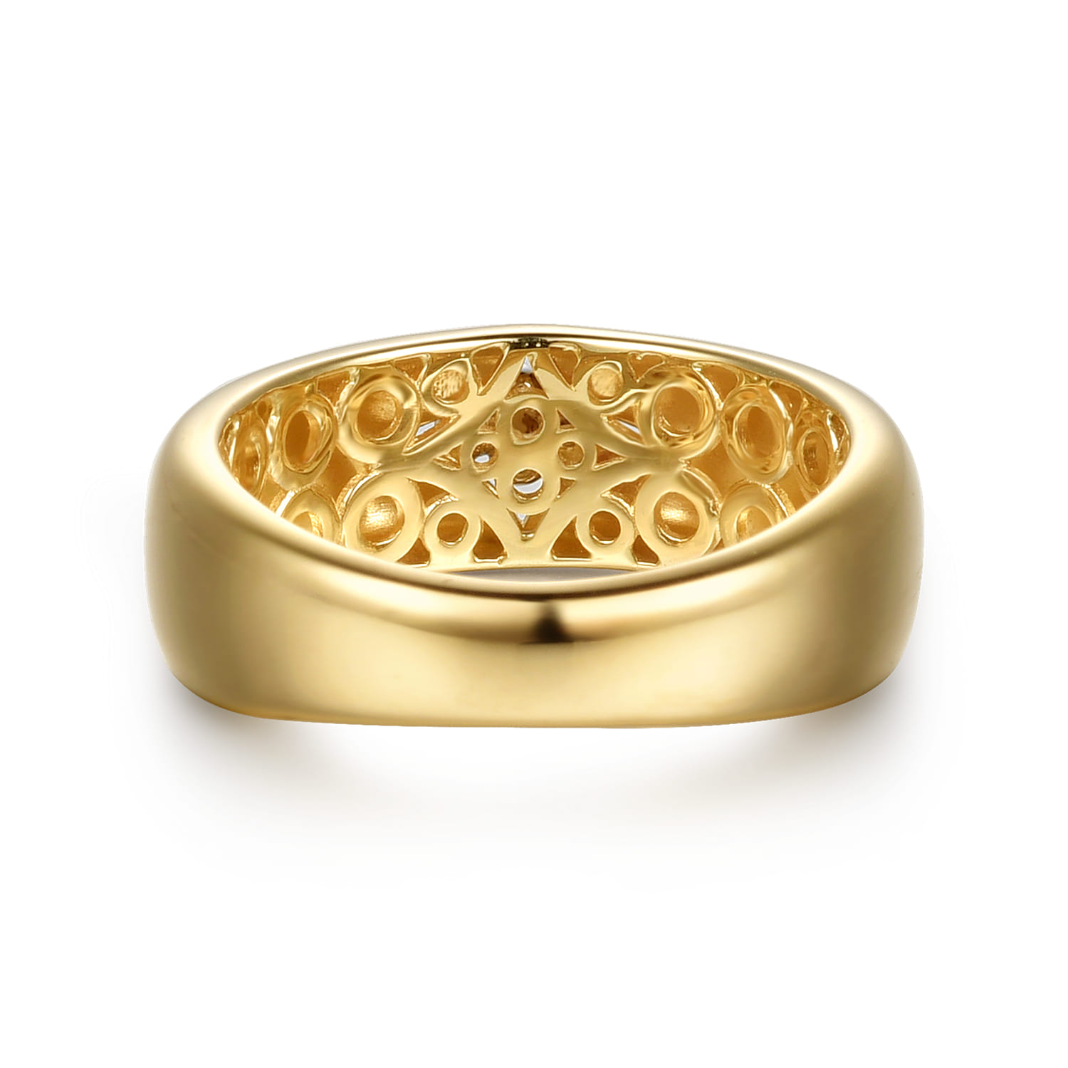 14K White Yellow Gold Diamond Clover Wide Band Ring - 0.04 ct - Shot 5