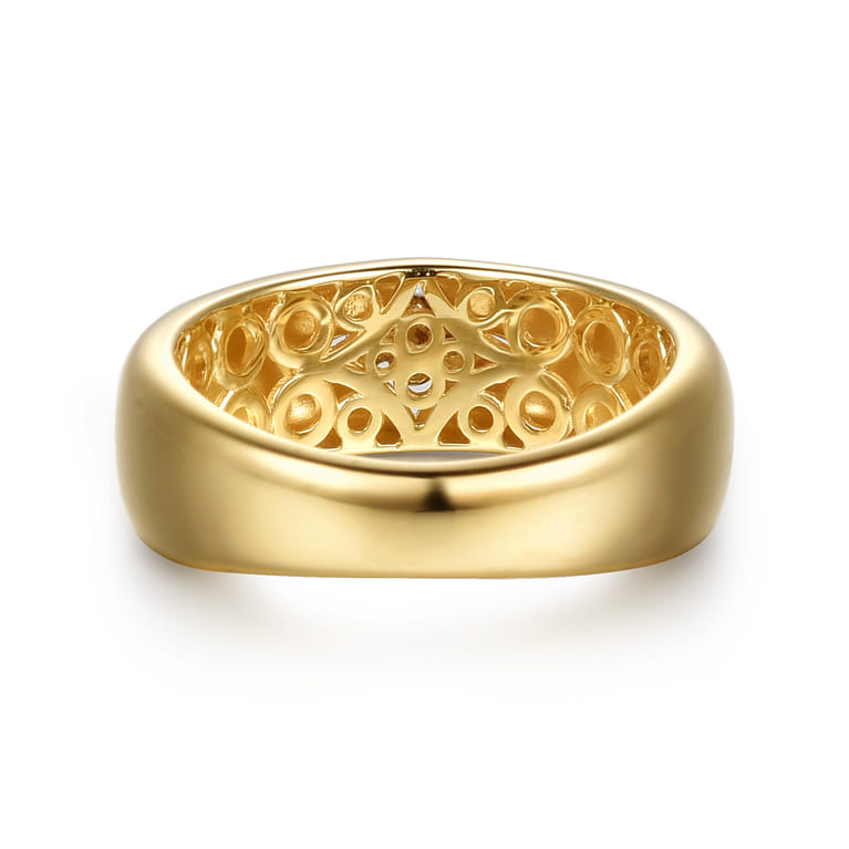 14K White Yellow Gold Diamond Clover Wide Band Ring - 0.04 ct - Shot 5