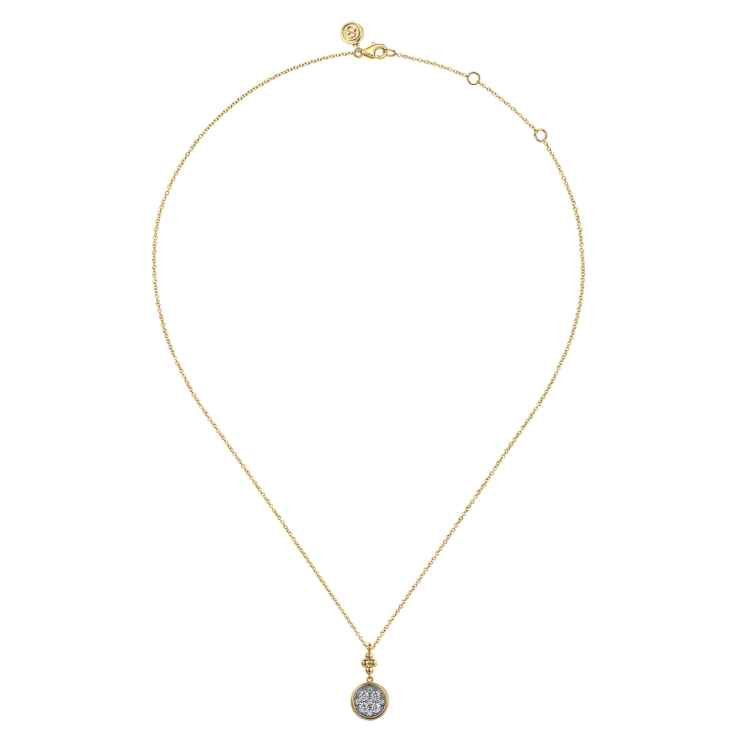 14K White  Yellow Gold Diamond Cluster Bujukan Drop Pendant Necklace - 0.5 ct - Shot 2