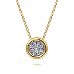 14K White-Yellow Gold Diamond Cluster Pendant Necklace