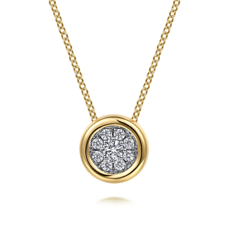 14K White-Yellow Gold Diamond Cluster Pendant Necklace - 0.25 ct - Shot 1