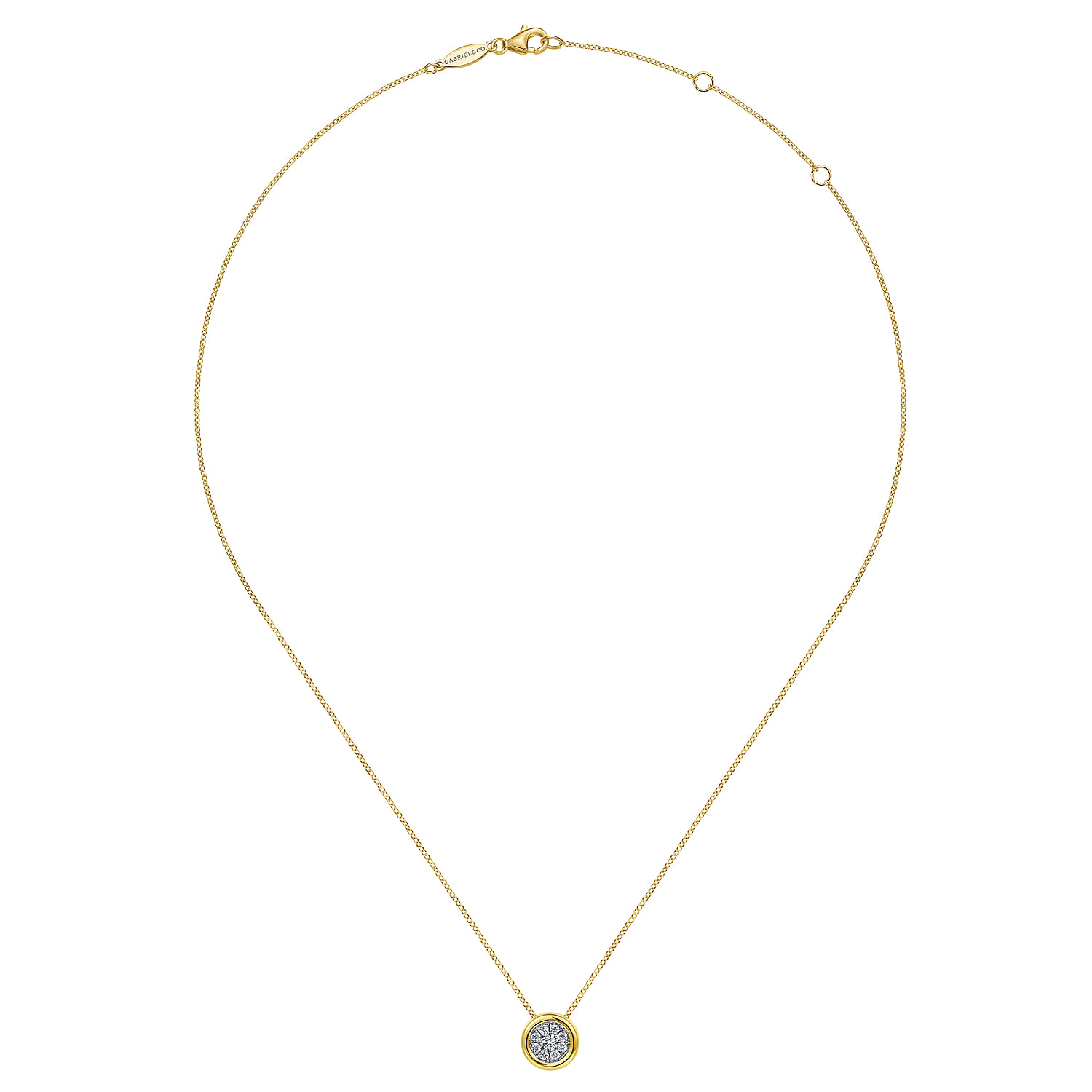 14K White-Yellow Gold Diamond Cluster Pendant Necklace - 0.25 ct - Shot 2