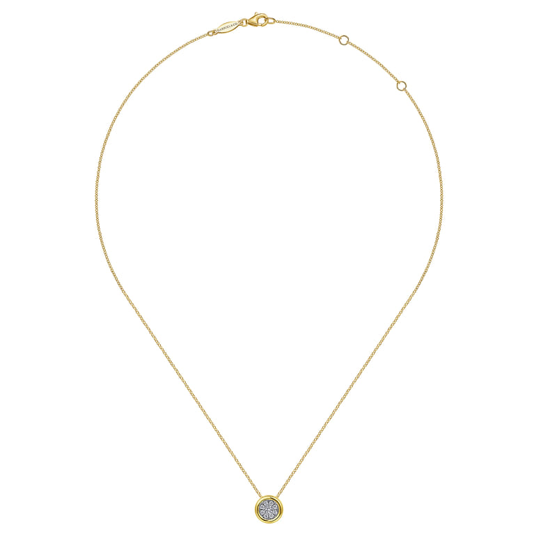 14K White-Yellow Gold Diamond Cluster Pendant Necklace - 0.25 ct - Shot 2