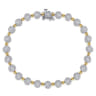 14K White-Yellow Gold Diamond Cluster Tennis Bracelet - 2.19 ct