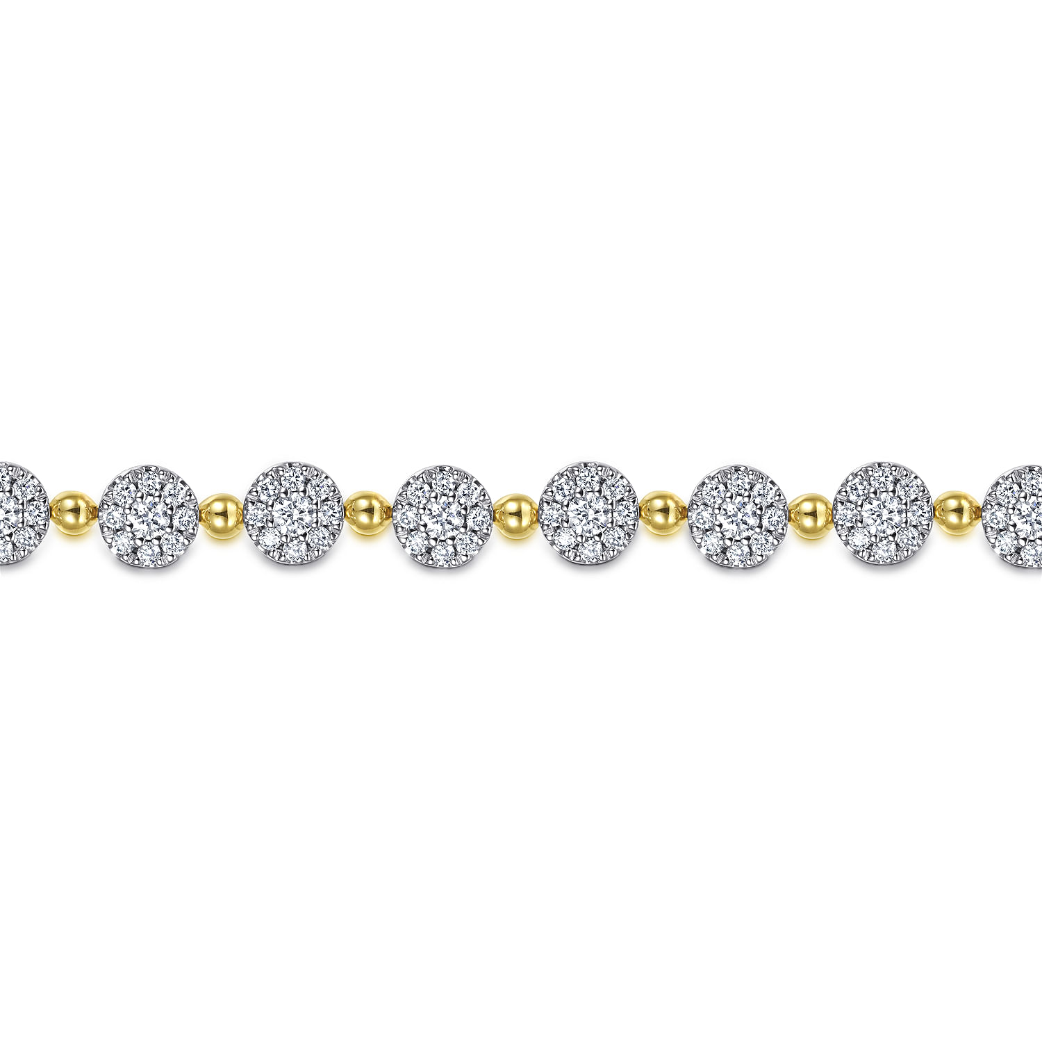 14K White-Yellow Gold Diamond Cluster Tennis Bracelet