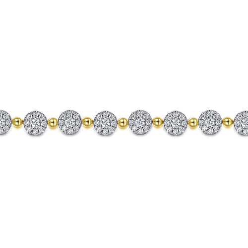 14K White-Yellow Gold Diamond Cluster Tennis Bracelet - 2.19 ct - Shot 2