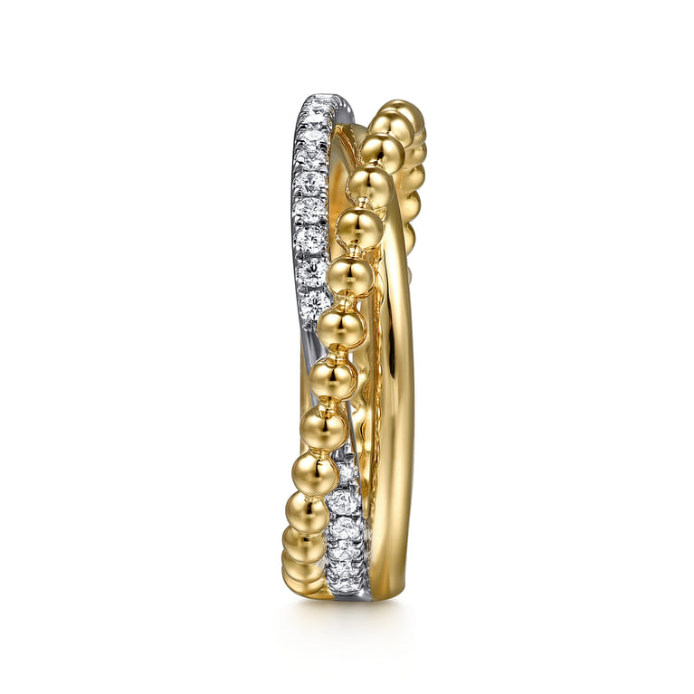 14K White  Yellow Gold Diamond Criss Cross Ring- Bujukan - 0.25 ct - Shot 4