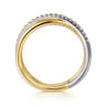 14K White  Yellow Gold Diamond Criss Cross Ring-Bujukan - 0.11 ct