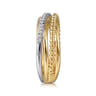 14K White  Yellow Gold Diamond Criss Cross Ring-Bujukan - 0.11 ct