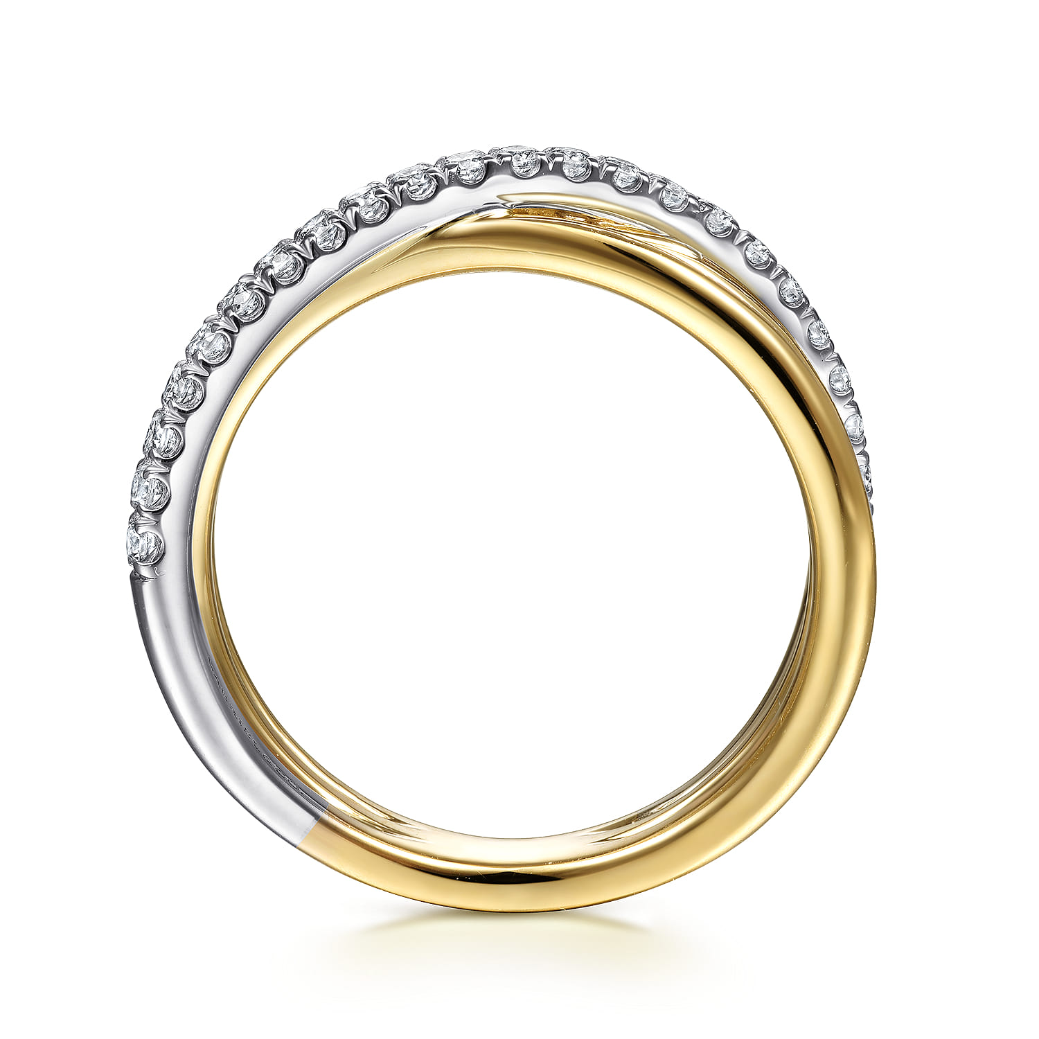 14K White-Yellow Gold Diamond Criss Cross Ring - 0.25 ct - Shot 2