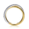 14K White-Yellow Gold Diamond Criss Cross Ring - 0.25 ct