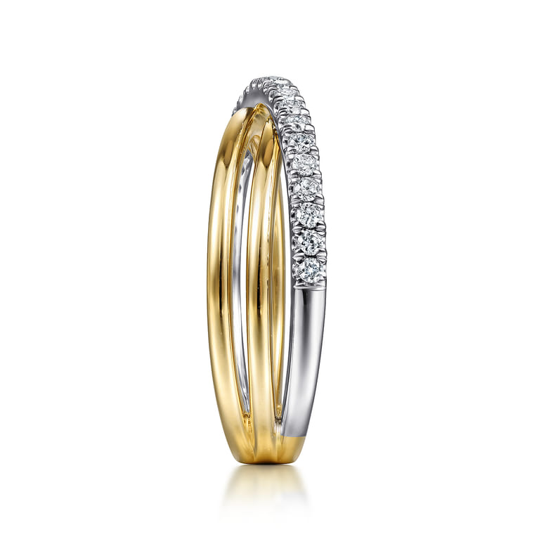 14K White-Yellow Gold Diamond Criss Cross Ring - 0.25 ct - Shot 4