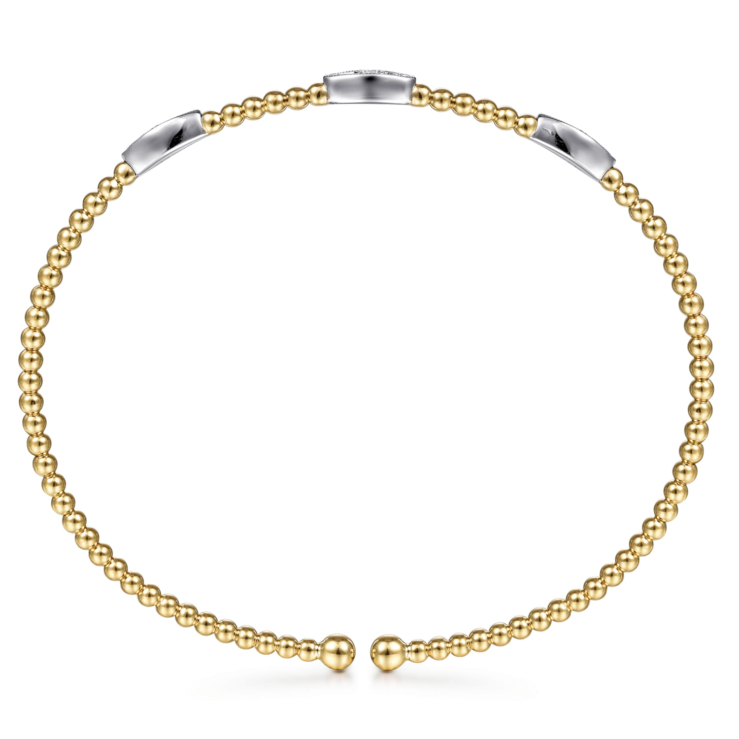 14K White  Yellow Gold Diamond Cuff Bangle Bracelet 0.17ct-Bujukan - 0.17 ct - Shot 3