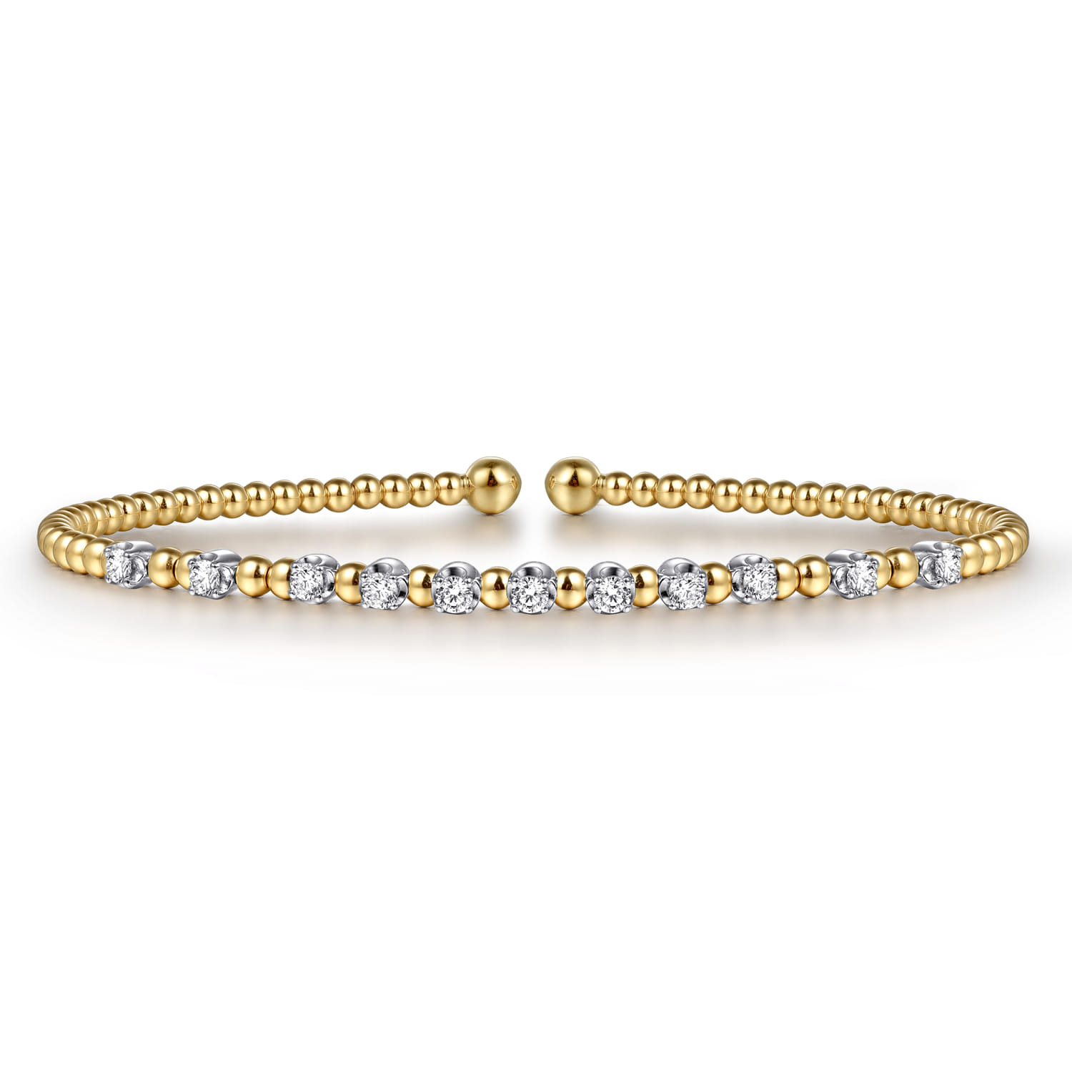 14K White  Yellow Gold Diamond Cuff Bangle Bracelet 0.4ct-Bujukan - 0.4 ct - Shot 1