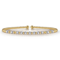 14K White  Yellow Gold Diamond Cuff Bangle Bracelet 0.4ct-Bujukan