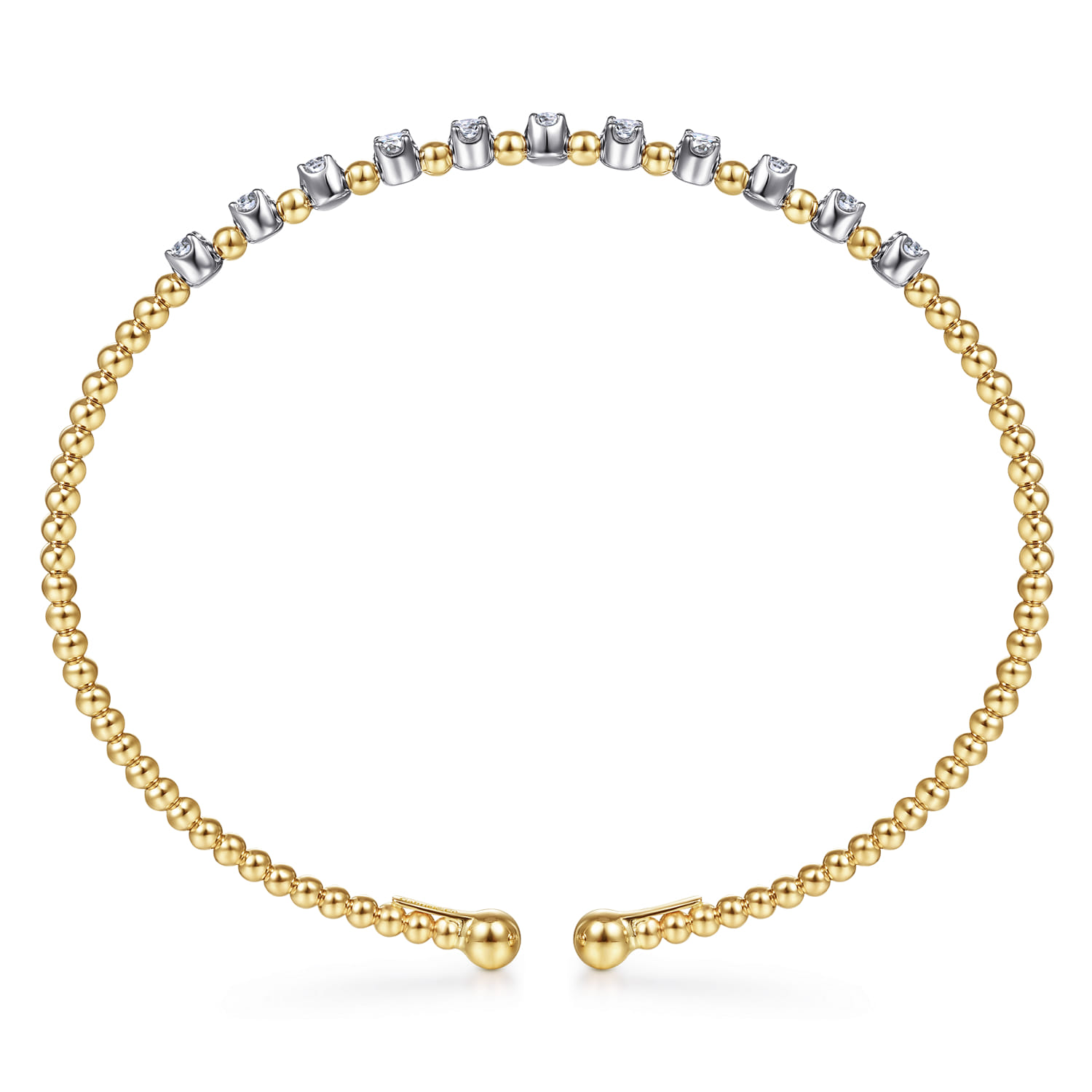14K White  Yellow Gold Diamond Cuff Bangle Bracelet 0.4ct-Bujukan - 0.4 ct - Shot 3