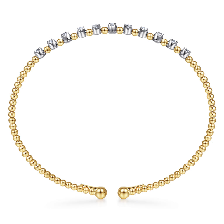 14K White  Yellow Gold Diamond Cuff Bangle Bracelet 0.4ct-Bujukan - 0.4 ct - Shot 3