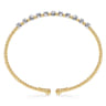 14K White  Yellow Gold Diamond Cuff Bangle Bracelet 0.4ct-Bujukan - 0.4 ct