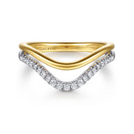 14K White  Yellow Gold Diamond Curved Easy Stackable Ring