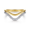 14K White  Yellow Gold Diamond Curved Easy Stackable Ring - 0.15 ct