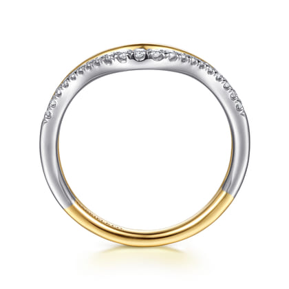 14K White  Yellow Gold Diamond Curved Easy Stackable Ring