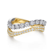 14K White Yellow Gold Diamond Curved Easy Stackable Ring