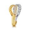 14K White Yellow Gold Diamond Curved Easy Stackable Ring - 0.6 ct