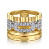 14K White  Yellow Gold Diamond Cut and Link Diamond Easy Stackable Ring - 0.35 ct