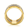 14K White  Yellow Gold Diamond Cut and Link Diamond Easy Stackable Ring - 0.35 ct