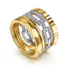 14K White  Yellow Gold Diamond Cut and Link Diamond Easy Stackable Ring - 0.35 ct