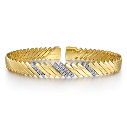 14K White-Yellow Gold Diamond Demure Bangle