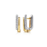 14K White  Yellow Gold Diamond Double Row Cushion shaped Huggie Earrings - 0.2 ct
