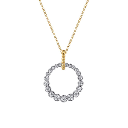 14K White  Yellow Gold Diamond Drop Necklace 20mm-Bujukan