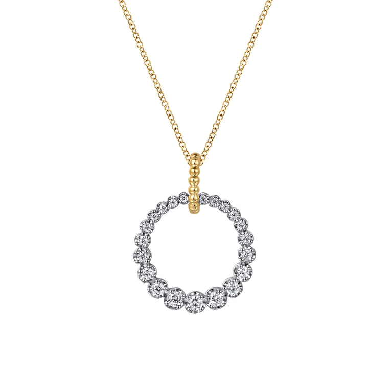 14K White  Yellow Gold Diamond Drop Necklace 20mm-Bujukan - 0.5 ct - Shot 1