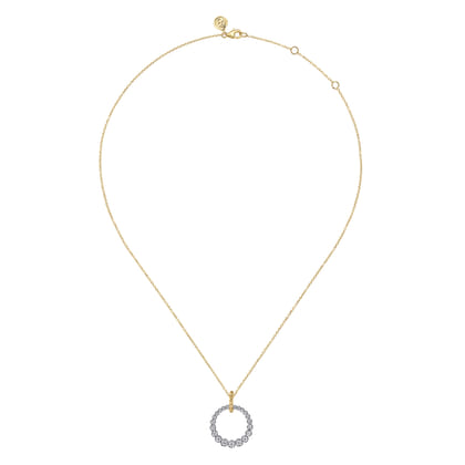 14K White  Yellow Gold Diamond Drop Necklace 20mm-Bujukan