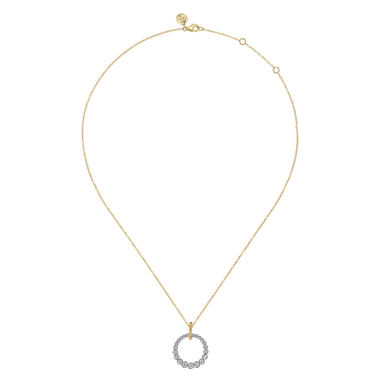 14K White  Yellow Gold Diamond Drop Necklace 20mm-Bujukan - 0.5 ct - Shot 2