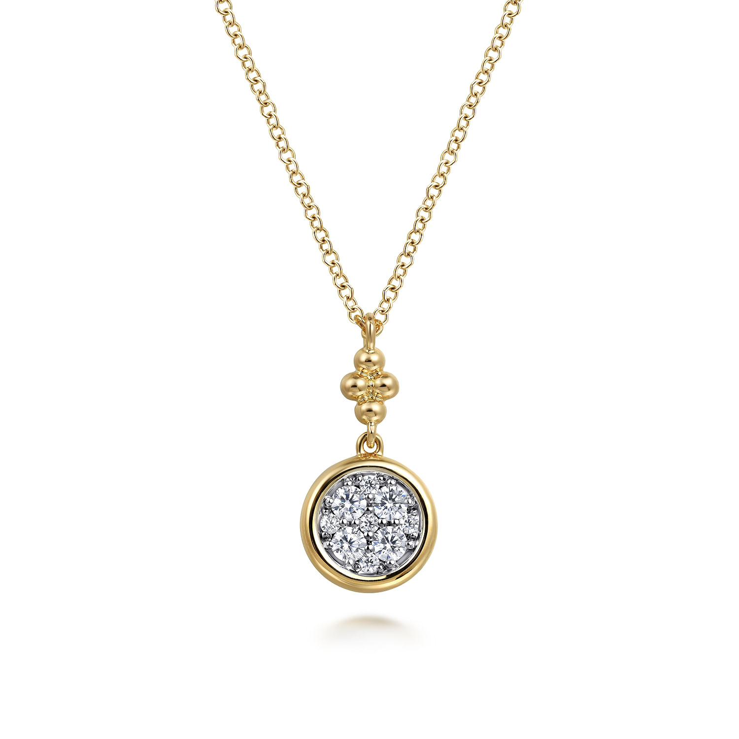 14K White  Yellow Gold Diamond Drop Pendant Necklace-Bujukan