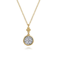 14K White  Yellow Gold Diamond Drop Pendant Necklace-Bujukan