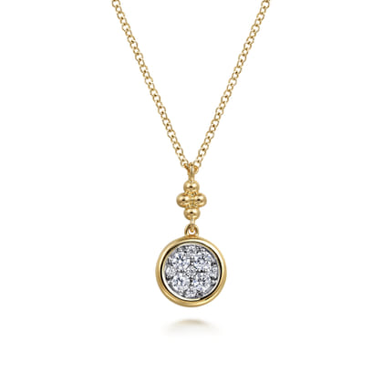 14K White  Yellow Gold Diamond Drop Pendant Necklace-Bujukan