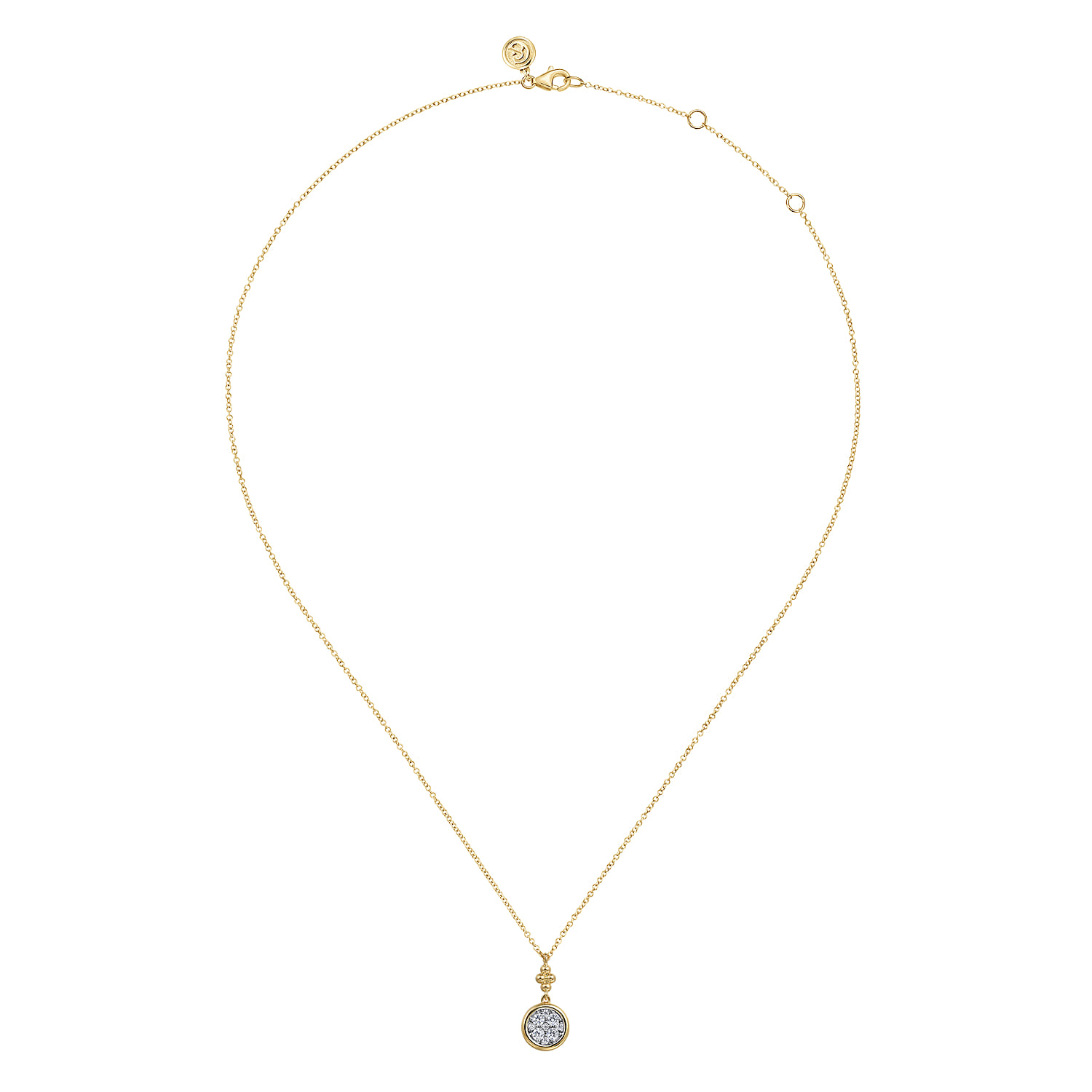 14K White  Yellow Gold Diamond Drop Pendant Necklace-Bujukan