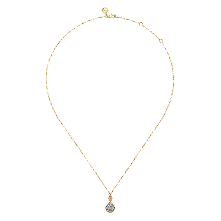 14K White  Yellow Gold Diamond Drop Pendant Necklace-Bujukan - 0.25 ct - Shot 2