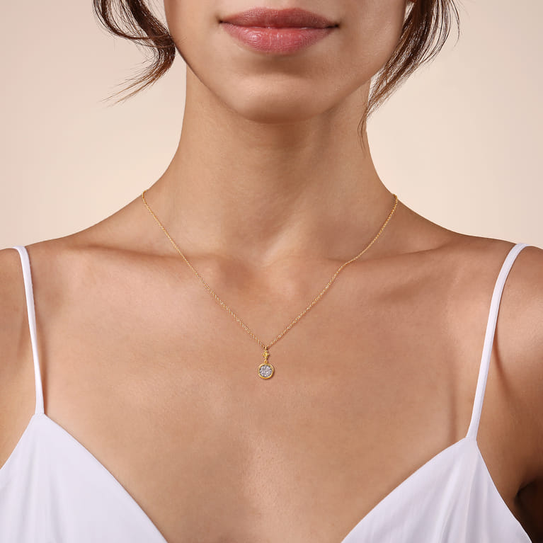 14K White  Yellow Gold Diamond Drop Pendant Necklace-Bujukan - 0.25 ct - Shot 3