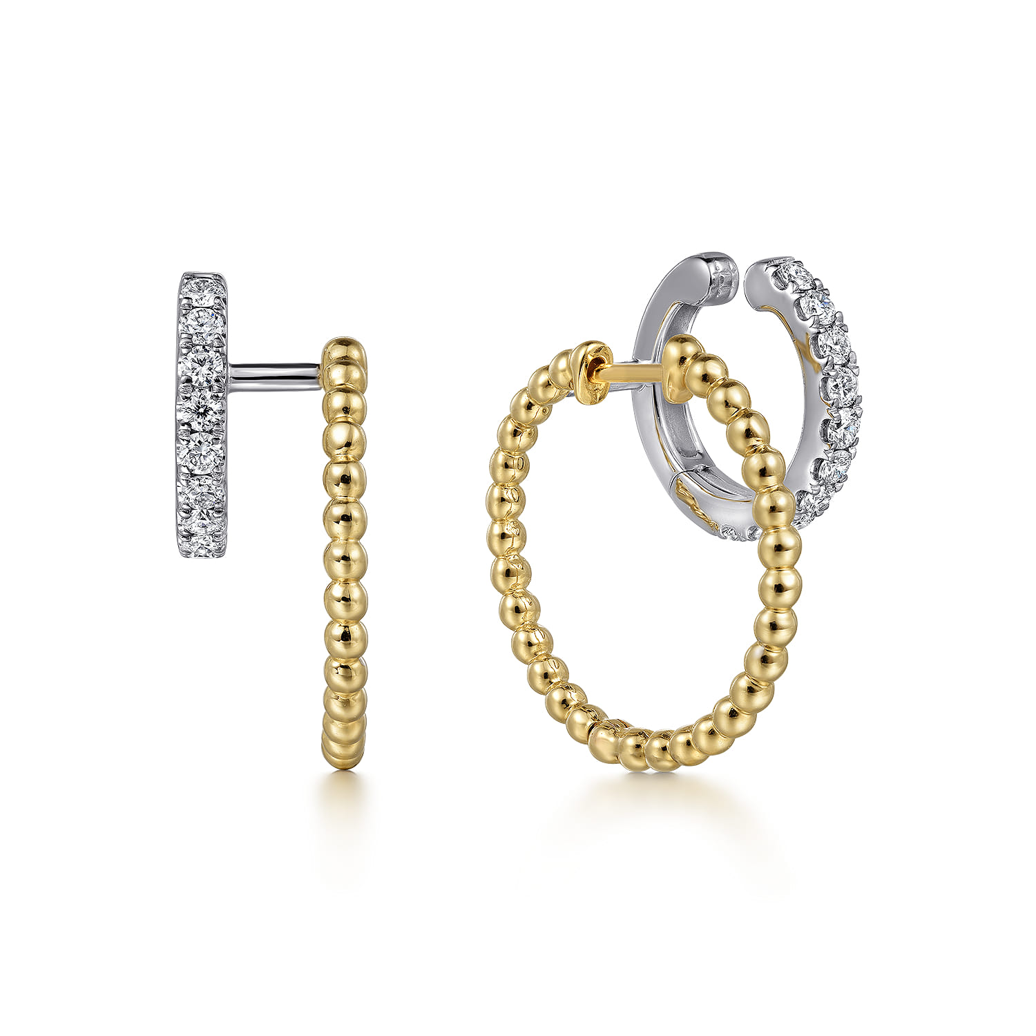 14K White-Yellow Gold Diamond Earrings - 0.5 ct - Shot 1