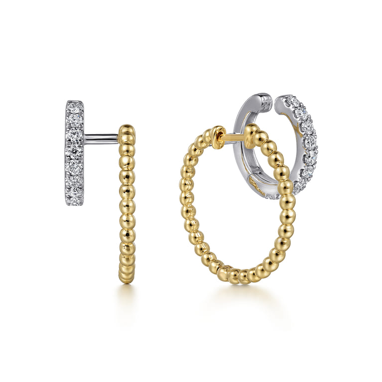 14K White-Yellow Gold Diamond Earrings - 0.5 ct - Shot 1