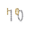 14K White-Yellow Gold Diamond Easy Stackable Hoop Earrings - 0.15 ct
