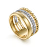 14K White  Yellow Gold Diamond Easy Stackable Ring 0.35ct-Bujukan - 0.35 ct