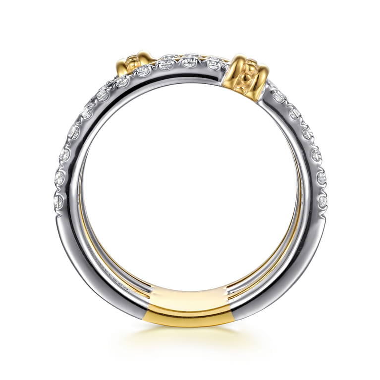 14K White  Yellow Gold Diamond Easy Stackable Ring 0.6ct - 0.6 ct - Shot 2