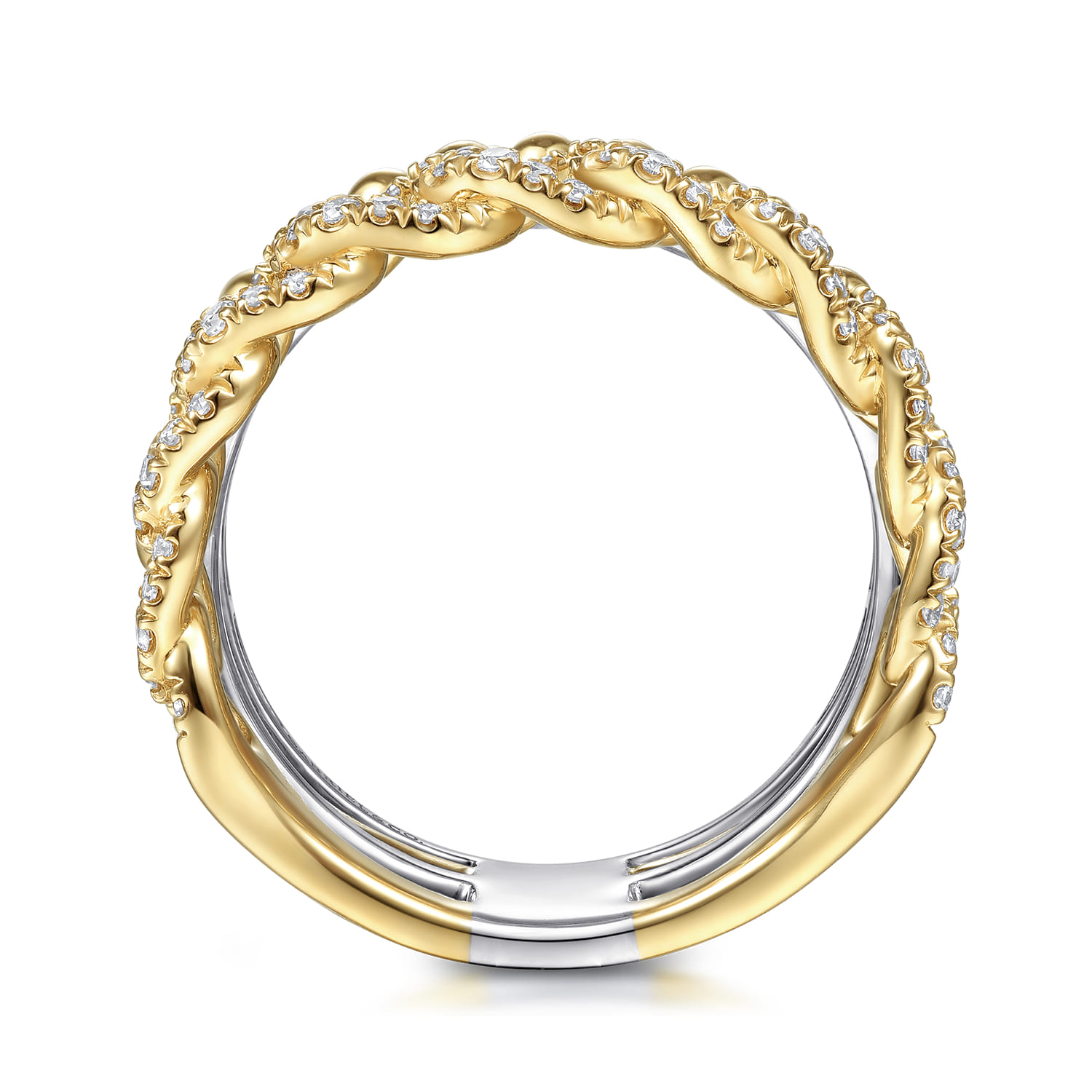 14K White  Yellow Gold Diamond Easy Stackable Ring 1ct-Bujukan - 1 ct - Shot 2