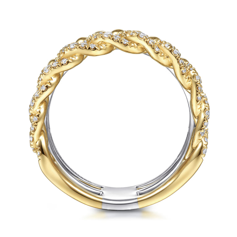 14K White  Yellow Gold Diamond Easy Stackable Ring 1ct-Bujukan - 1 ct - Shot 2